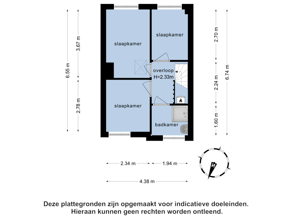 View floorplan of 1e verdieping of De Ruyterstraat 153