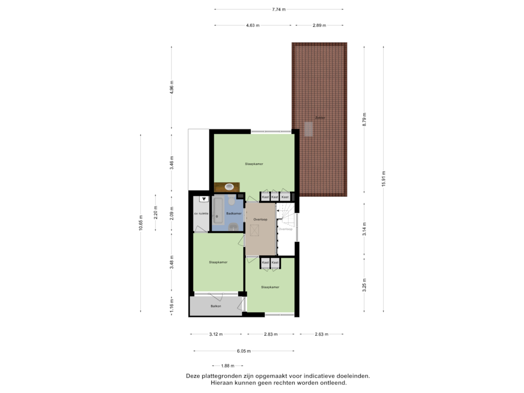 Bekijk plattegrond van Eerste Verdieping van Bilderdijklaan 11