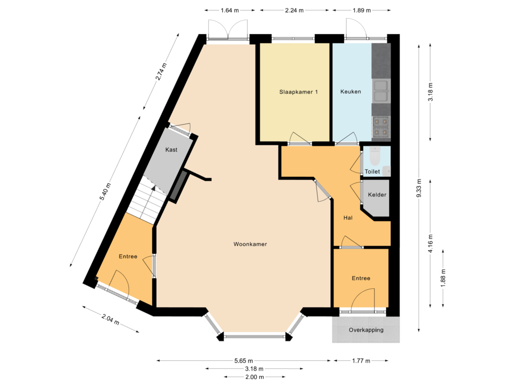 Bekijk plattegrond van Begane grond van Oude Hoeverweg 21