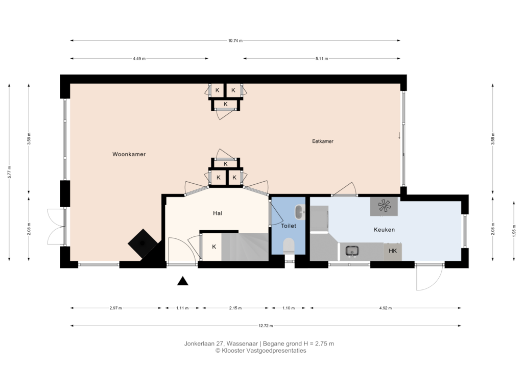 Bekijk plattegrond van Begane grond van Jonkerlaan 27