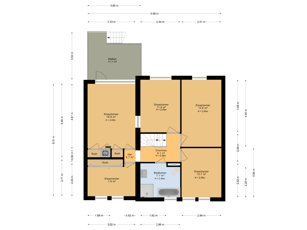 View floorplan of Eerste verdieping of Ulemar 17