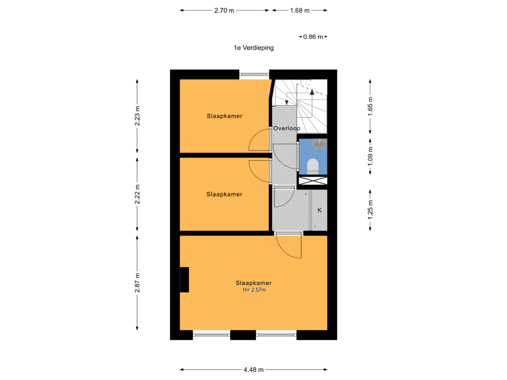 Bekijk plattegrond van 1e Verdieping van Rastraat 77