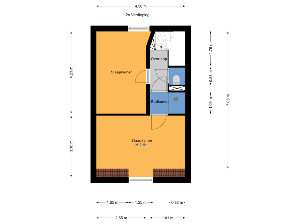 Bekijk plattegrond van 2e Verdieping van Rastraat 77