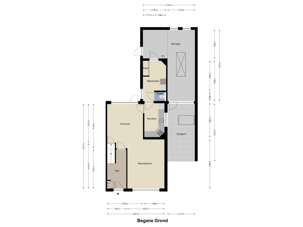 View floorplan of Begane Grond of Brededwarsstraat 23