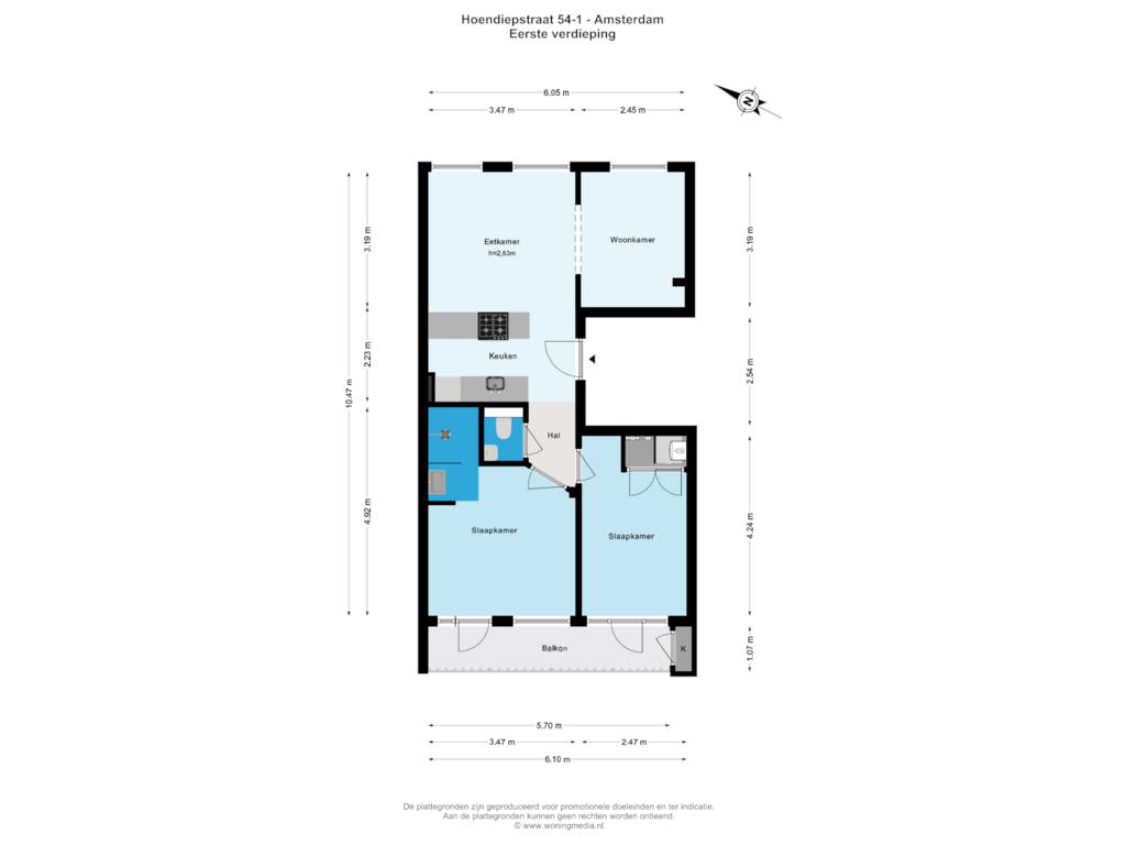 Bekijk plattegrond van Eerste verdieping van Hoendiepstraat 54-1