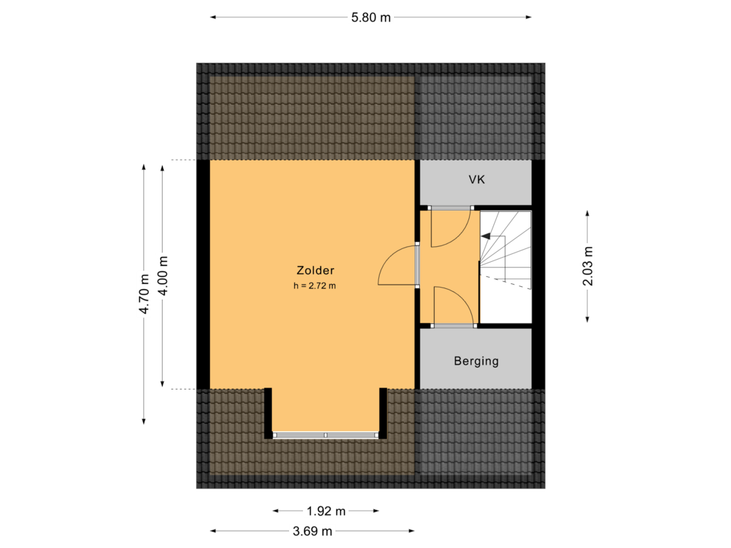 Bekijk plattegrond van Zolder van Zwanenlaan 14