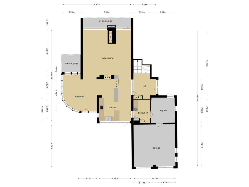 Bekijk plattegrond van Begane grond van Graaf Lodewijklaan 9