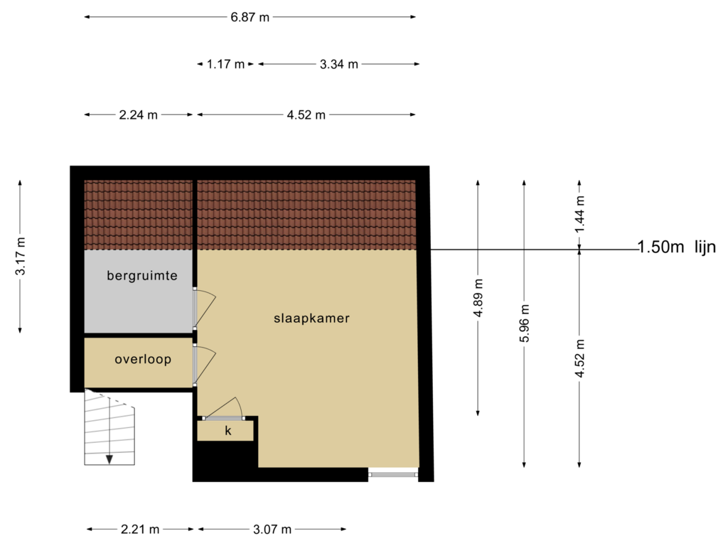 Bekijk plattegrond van 2e verdieping van Graaf Lodewijklaan 9