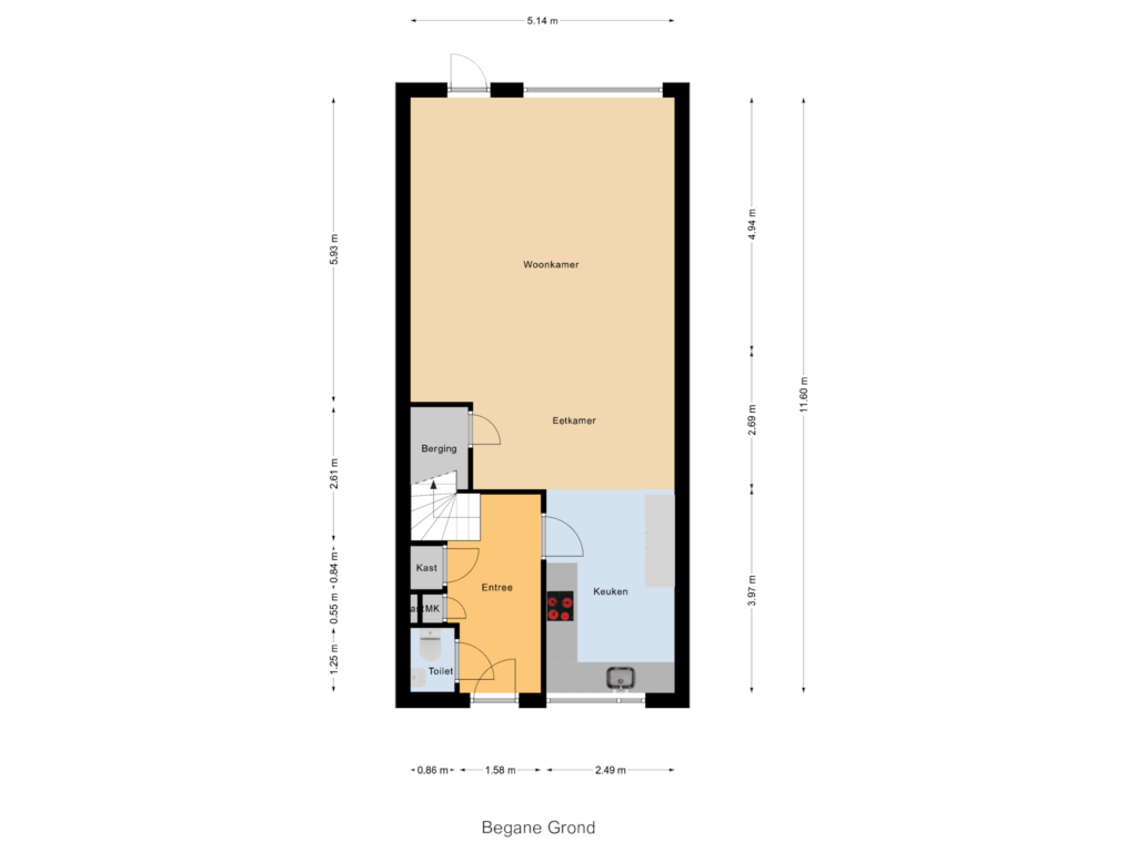 Bekijk plattegrond van Begane Grond van Boogoort 50