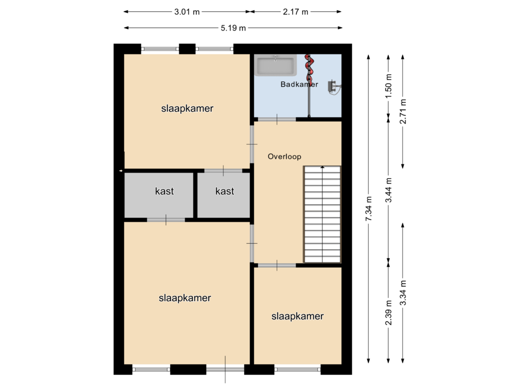 View floorplan of Verdieping of Kruissteenweg 6