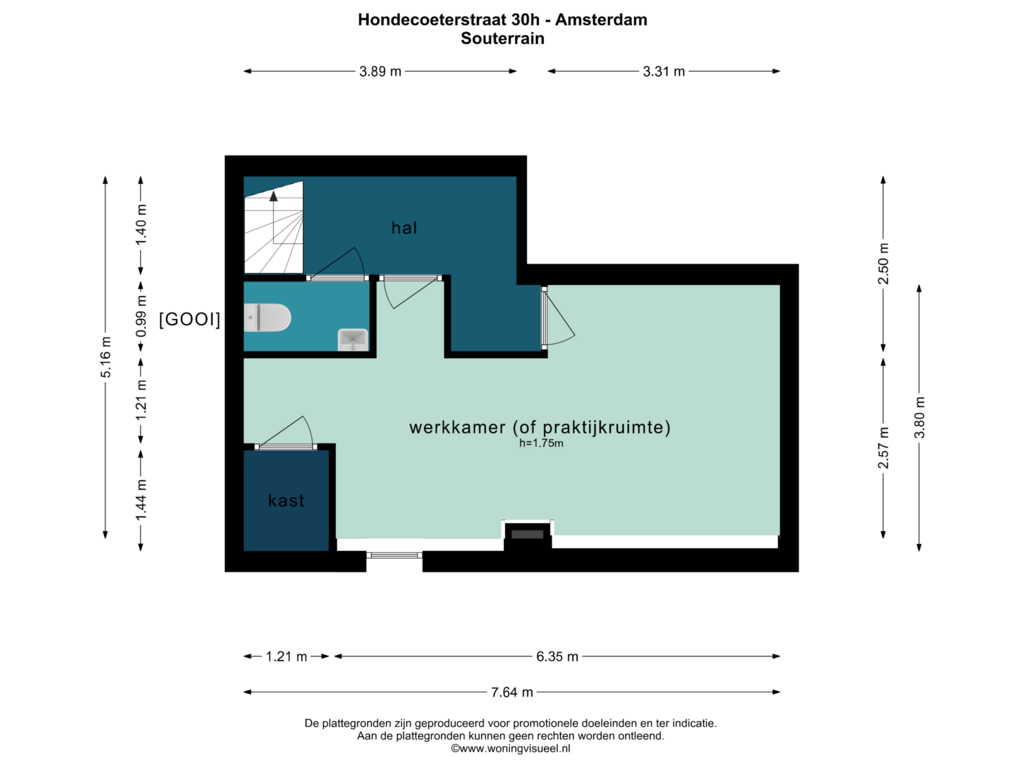 View floorplan of SOUTERRAIN of Hondecoeterstraat 30-H