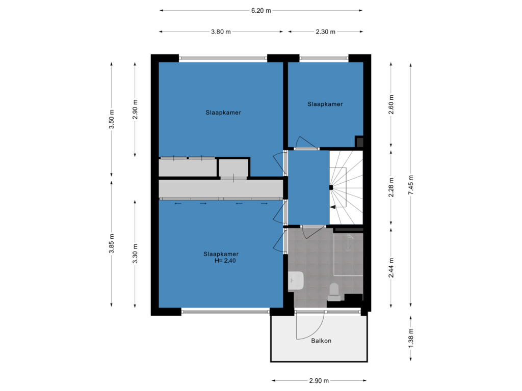 Bekijk plattegrond van Eerste etage van Eerste Hieronymus van Alphenstraat 39