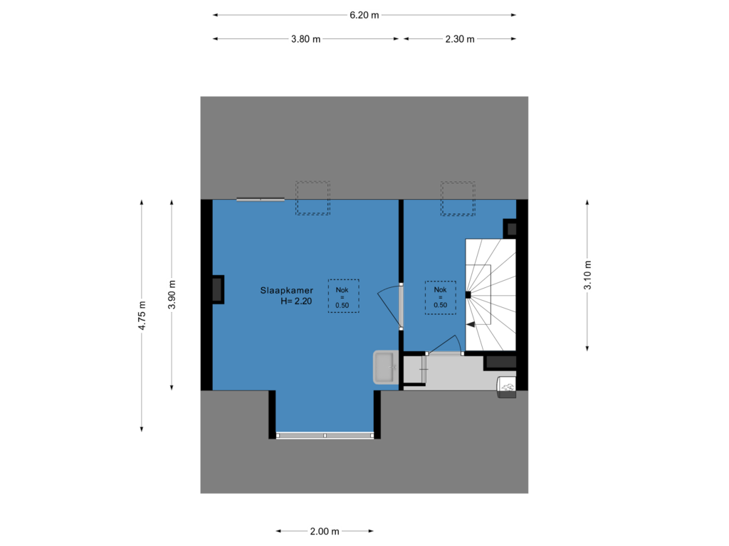 Bekijk plattegrond van Tweede etage van Eerste Hieronymus van Alphenstraat 39