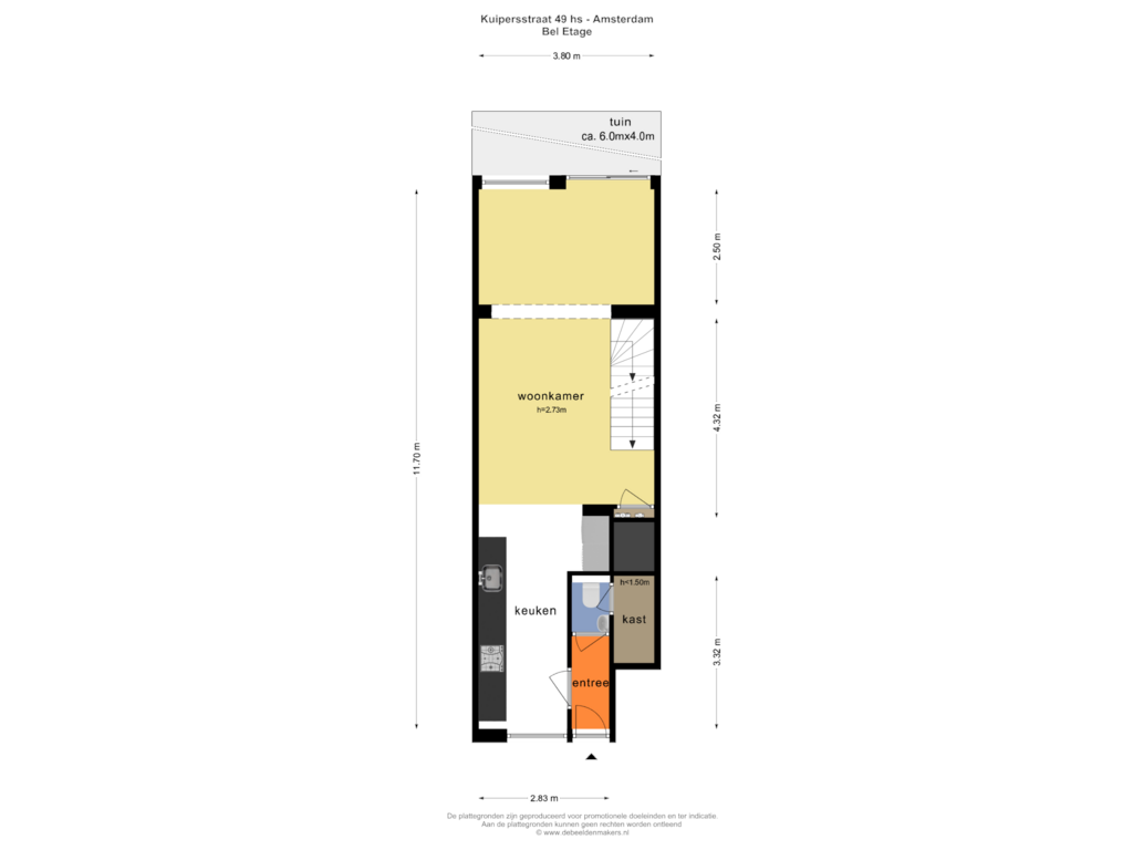 View floorplan of BEL ETAGE of Kuipersstraat 49-H