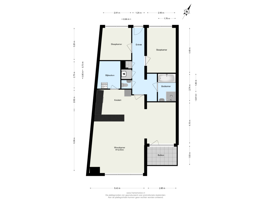 Bekijk plattegrond van Verdieping 2 van Nieuwe Binnenweg 157-D