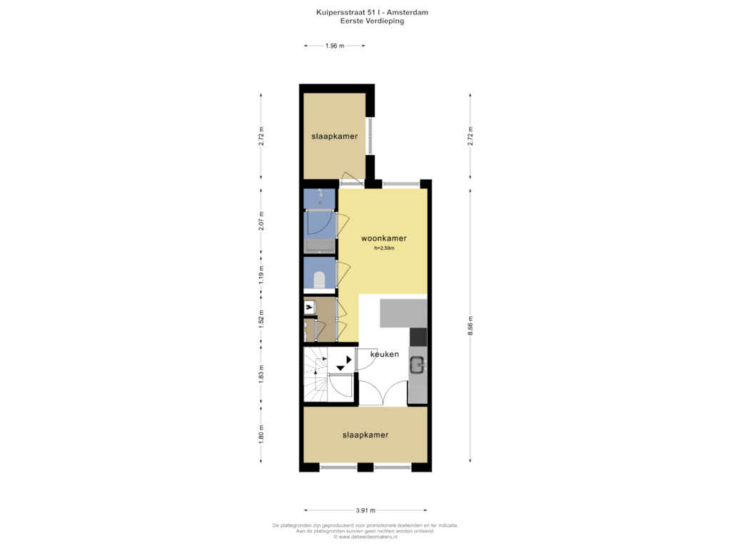 View floorplan of EERSTE VERDIEPING of Kuipersstraat 51-1