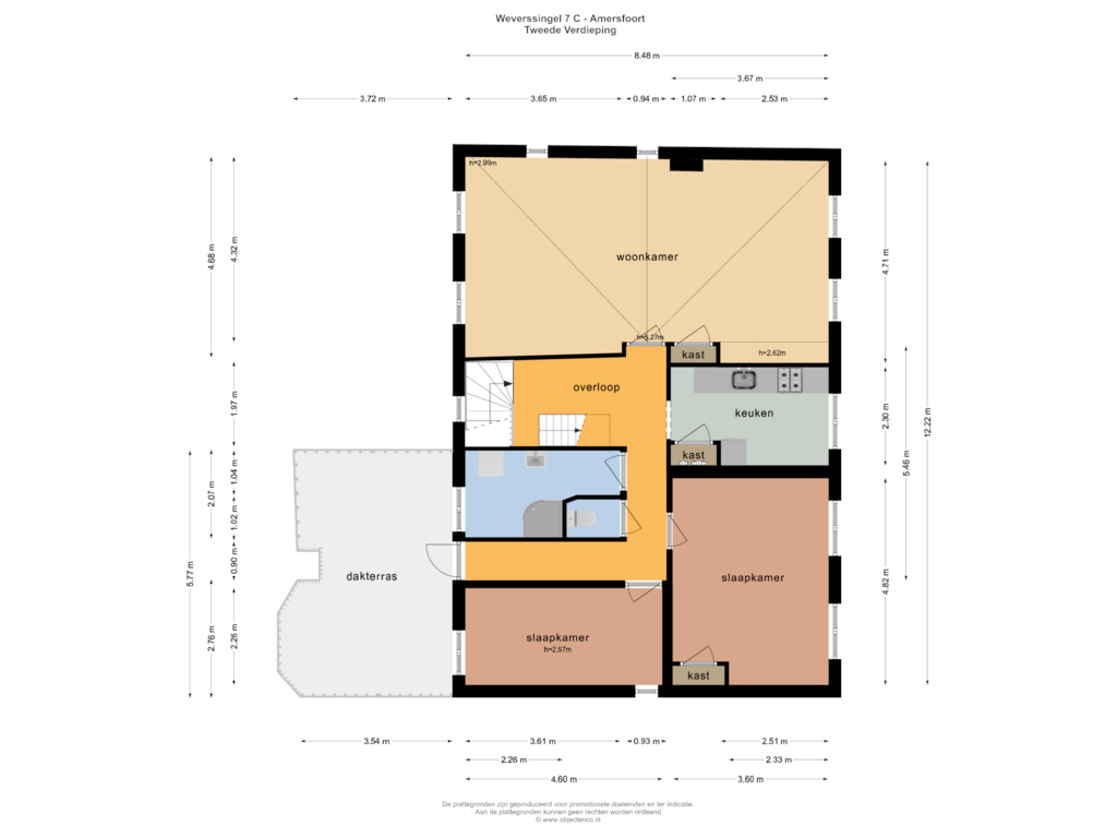 View floorplan of TWEEDE VERDIEPING of Weverssingel 7-C