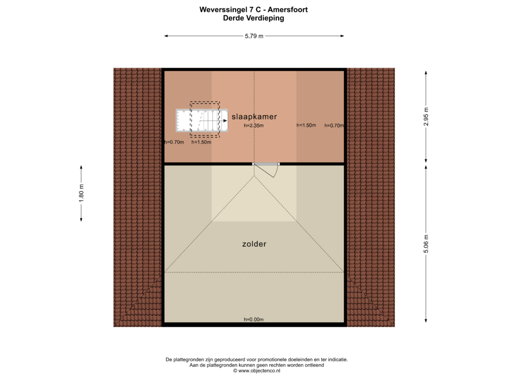 View floorplan of DERDE VERDIEPING of Weverssingel 7-C