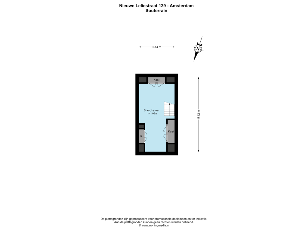 Bekijk plattegrond van Souterrain van Nieuwe Leliestraat 129