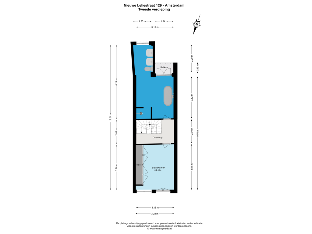 Bekijk plattegrond van Tweede verdieping van Nieuwe Leliestraat 129