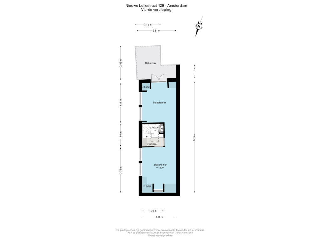 Bekijk plattegrond van Vierde verdieping van Nieuwe Leliestraat 129