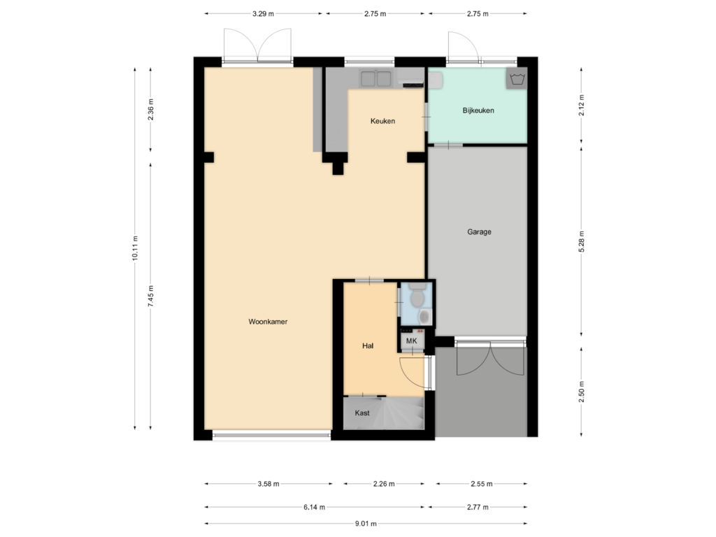 View floorplan of Begane grond of Keplerhof 4