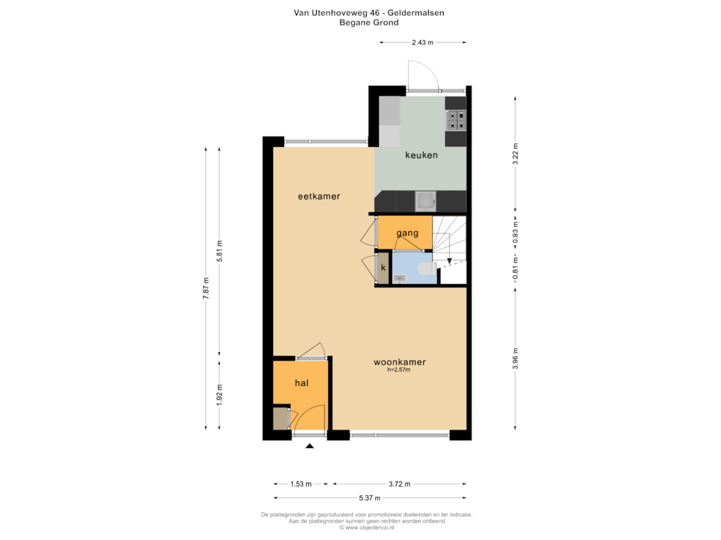 Bekijk plattegrond van BEGANE GROND van Van Utenhoveweg 46