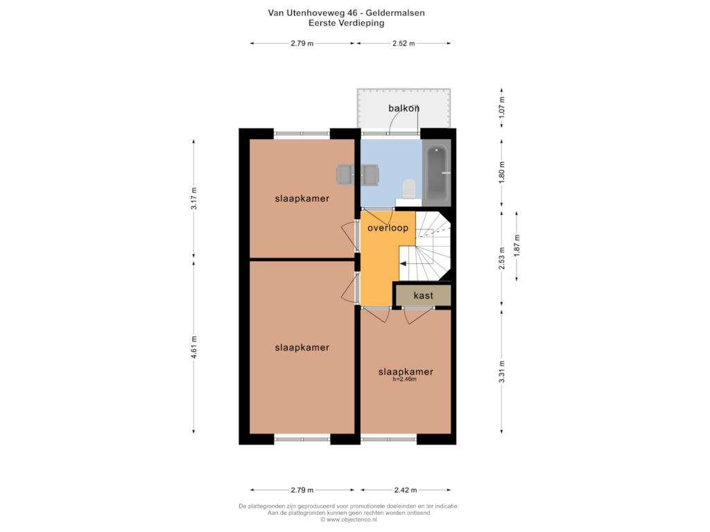 Bekijk plattegrond van EERSTE VERDIEPING van Van Utenhoveweg 46