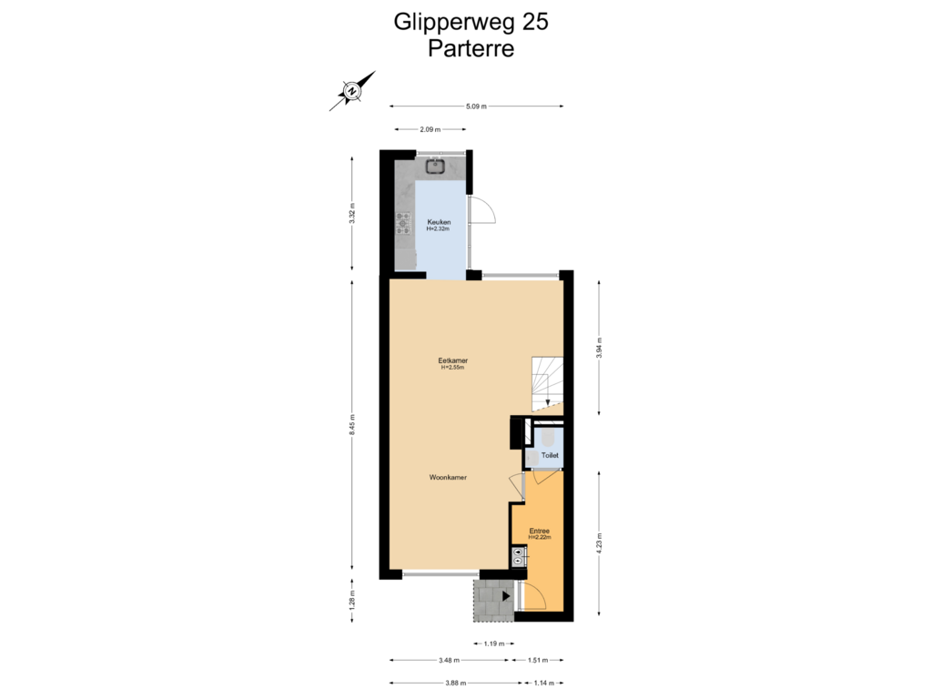 View floorplan of Begane Grond of Glipperweg 25