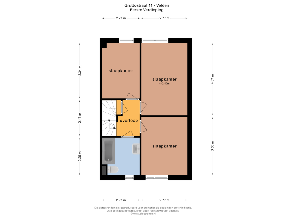 View floorplan of Eerste Verdieping of Gruttostraat 11