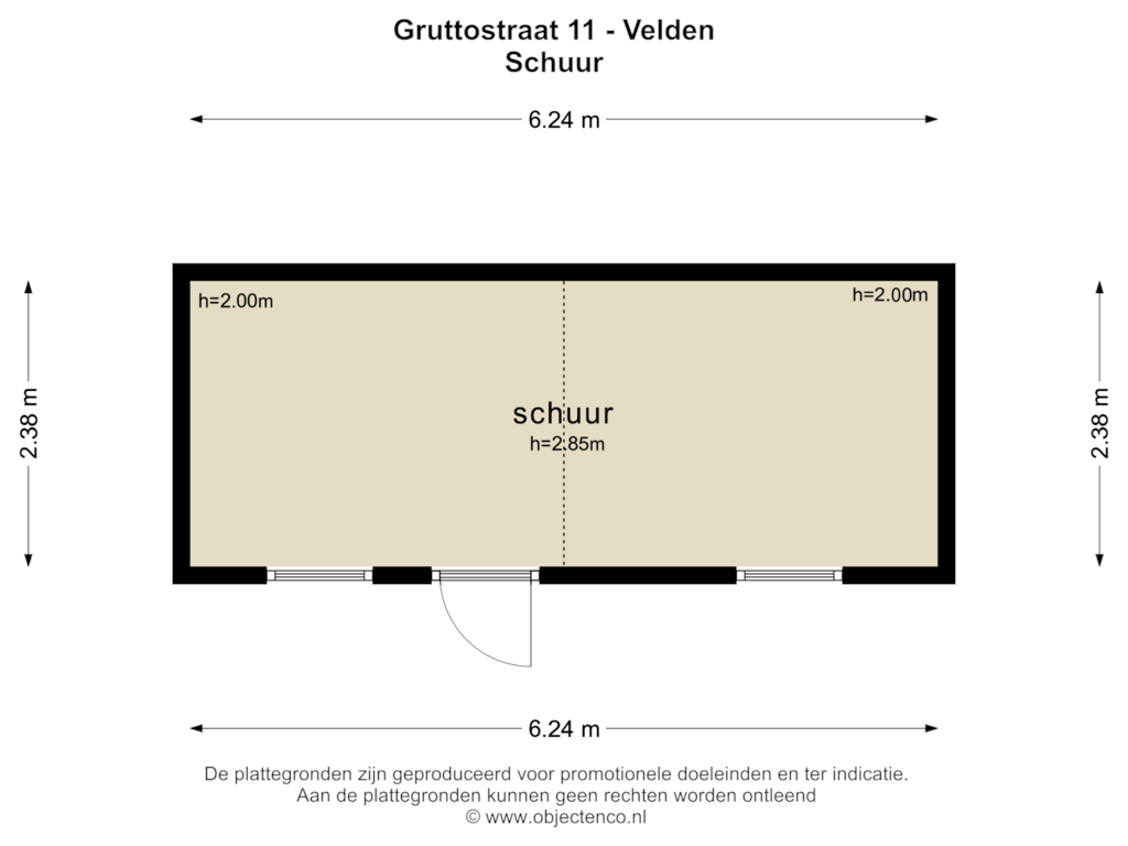 View floorplan of Schuur of Gruttostraat 11