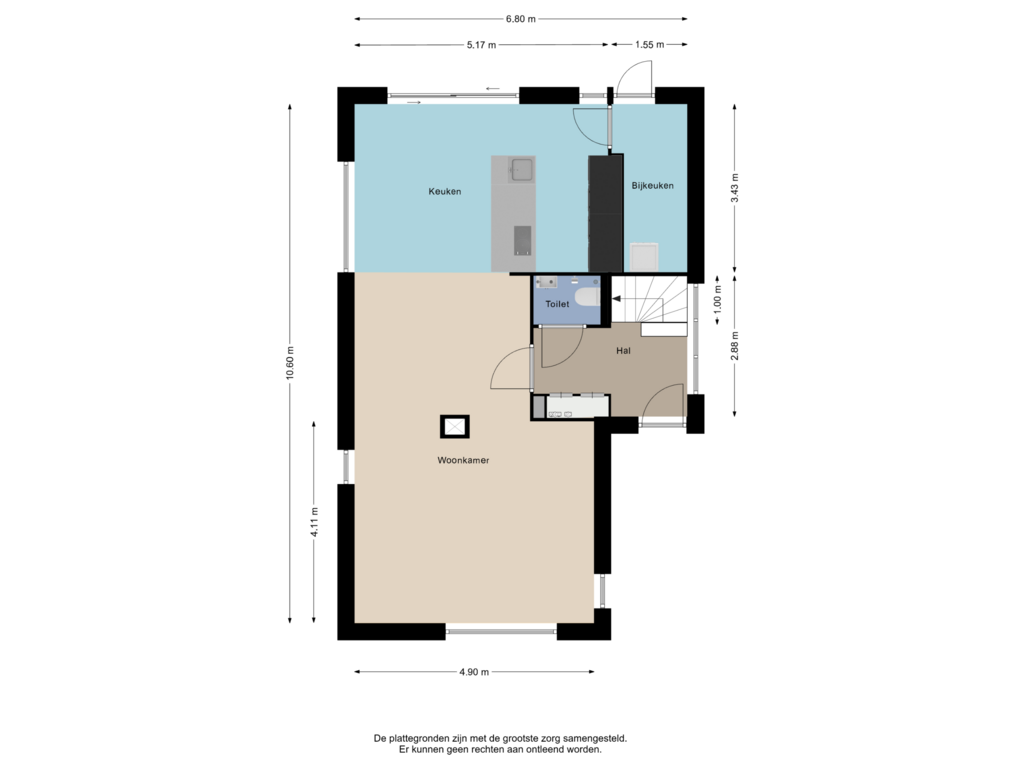 Bekijk plattegrond van Begane grond van Nijkerkstraat 3