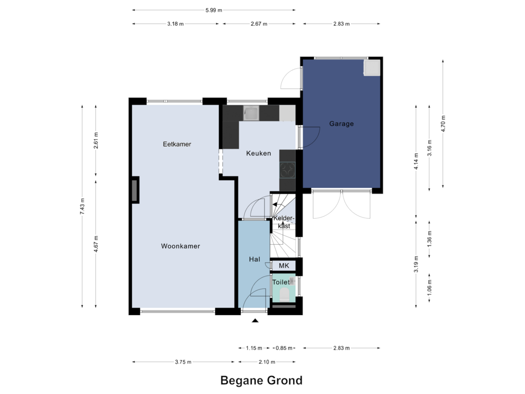 Bekijk plattegrond van Begane Grond van Peter Schreursweg 5