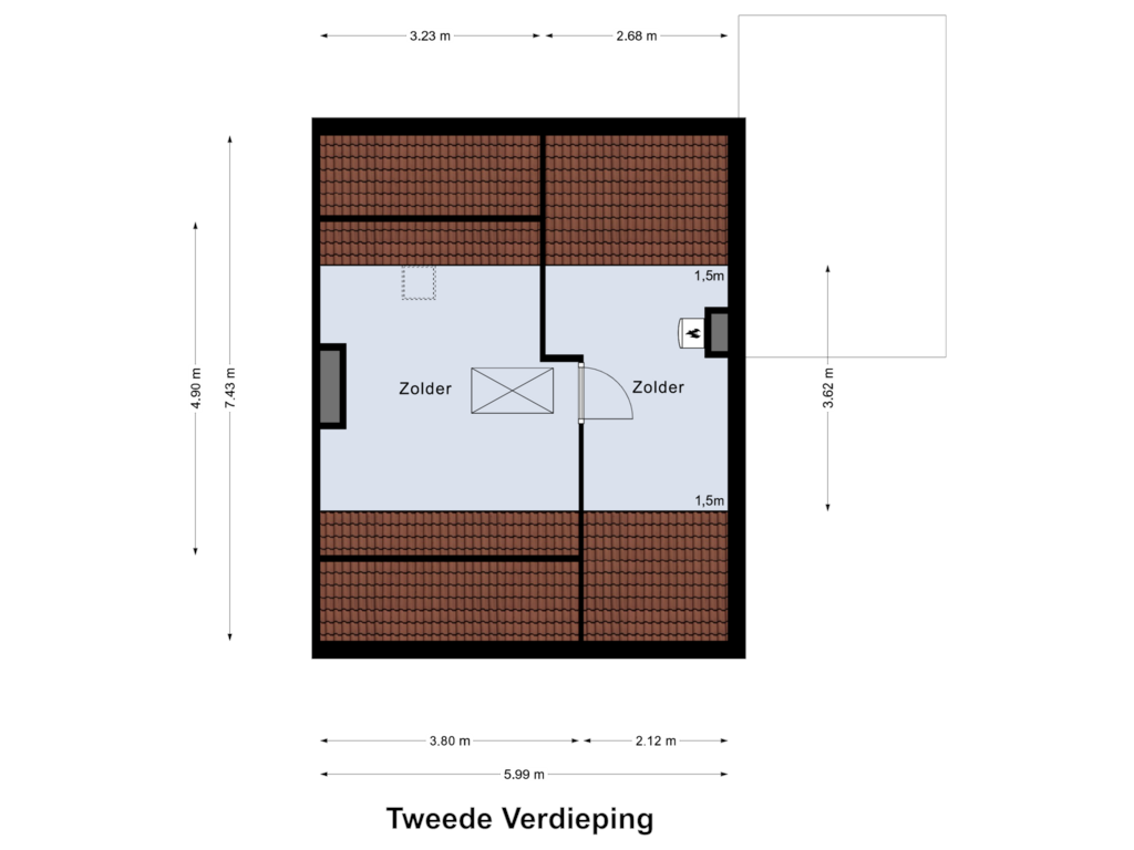 Bekijk plattegrond van Tweede Verdieping van Peter Schreursweg 5