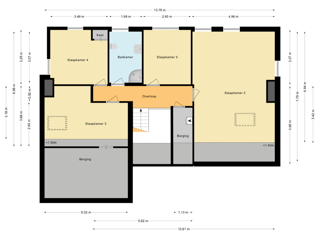 Bekijk plattegrond van Eerste Verdieping van Kortenaerstraat 2