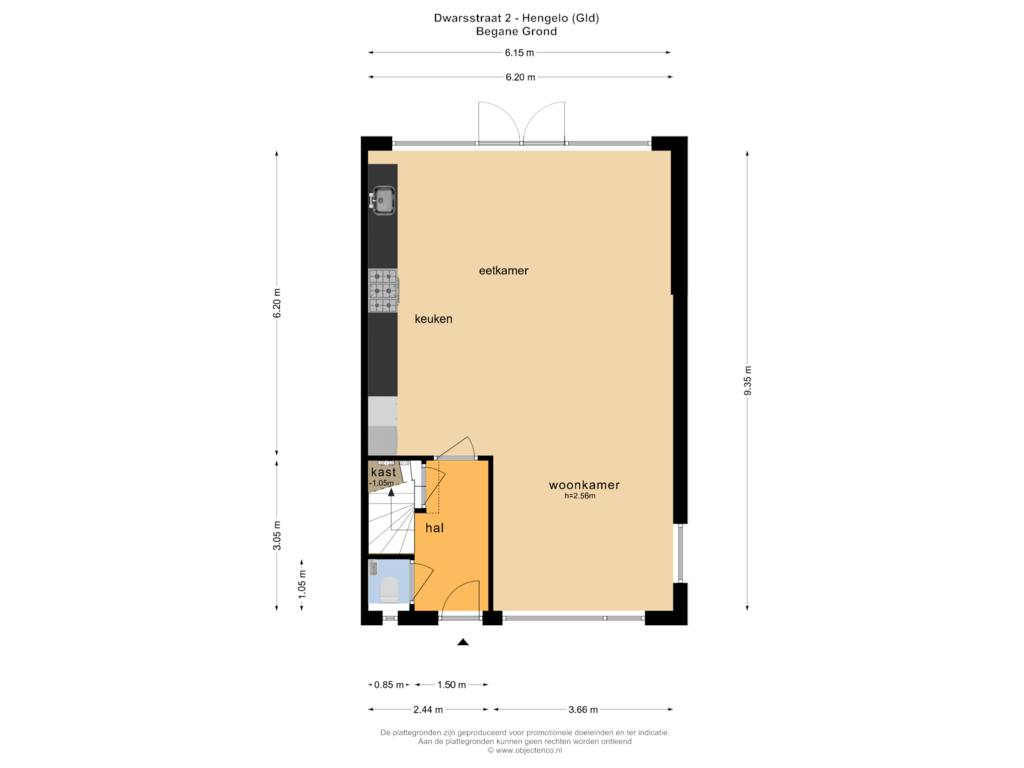 Bekijk plattegrond van BEGANE GROND van Dwarsstraat 2