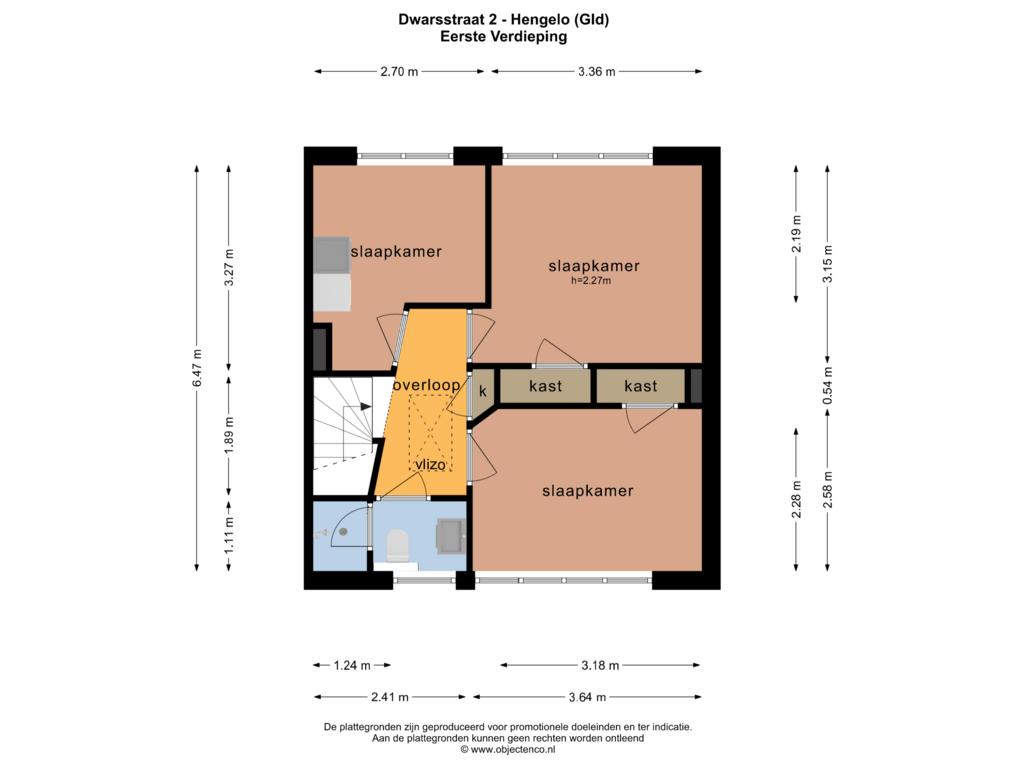 Bekijk plattegrond van EERSTE VERDIEPING van Dwarsstraat 2