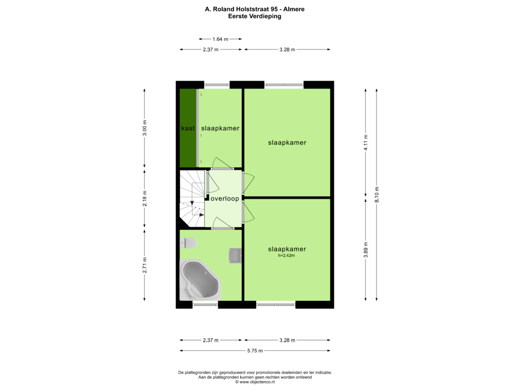 Bekijk plattegrond van EERSTE VERDIEPING van A. Roland Holststraat 95