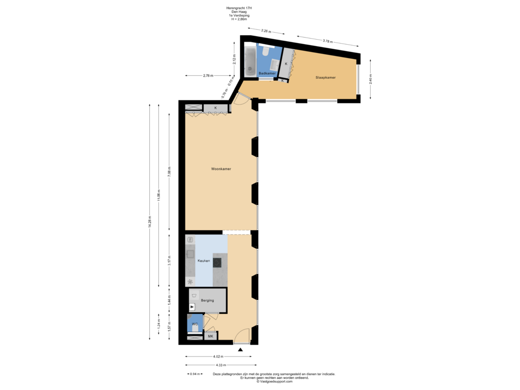 Bekijk plattegrond van 1e Verdieping van Herengracht 19-H