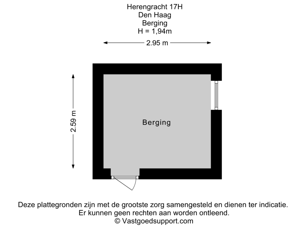 Bekijk plattegrond van Berging van Herengracht 19-H