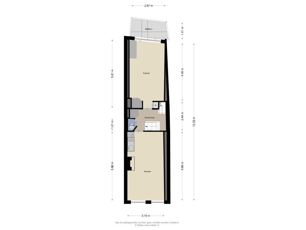 Bekijk plattegrond van Tweede Verdieping van Brugstraat 7