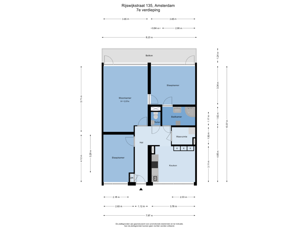 View floorplan of 7e verdieping of Rijswijkstraat 135