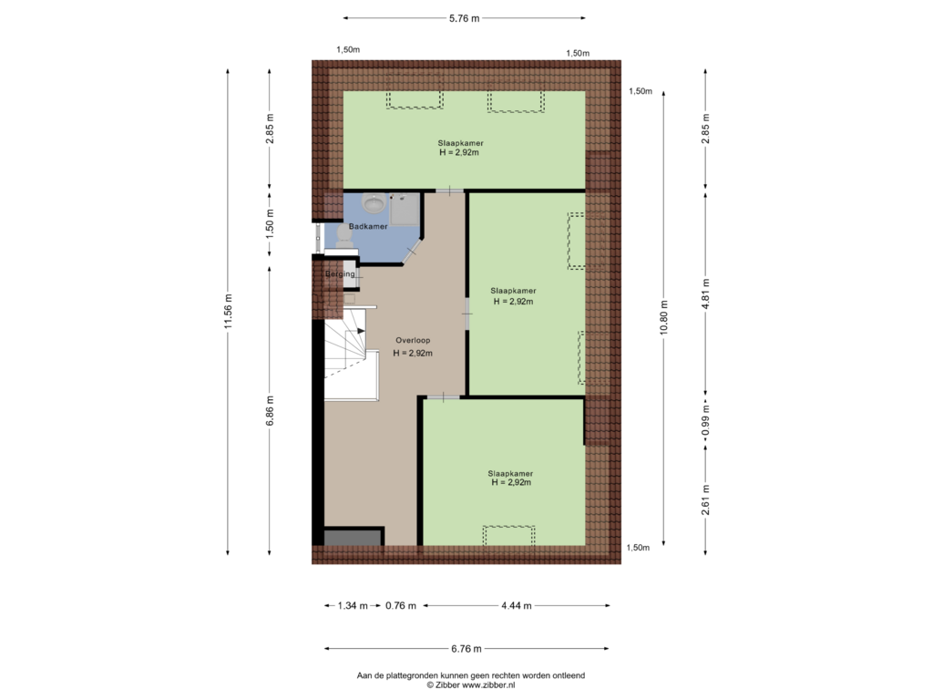 View floorplan of Tweede verdieping of Dubbeldamseweg Noord 58