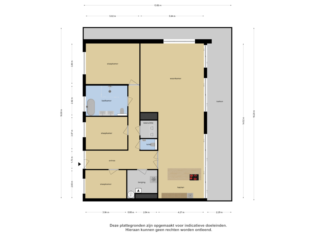 Bekijk plattegrond van Appartement van Clarastraat 1-L