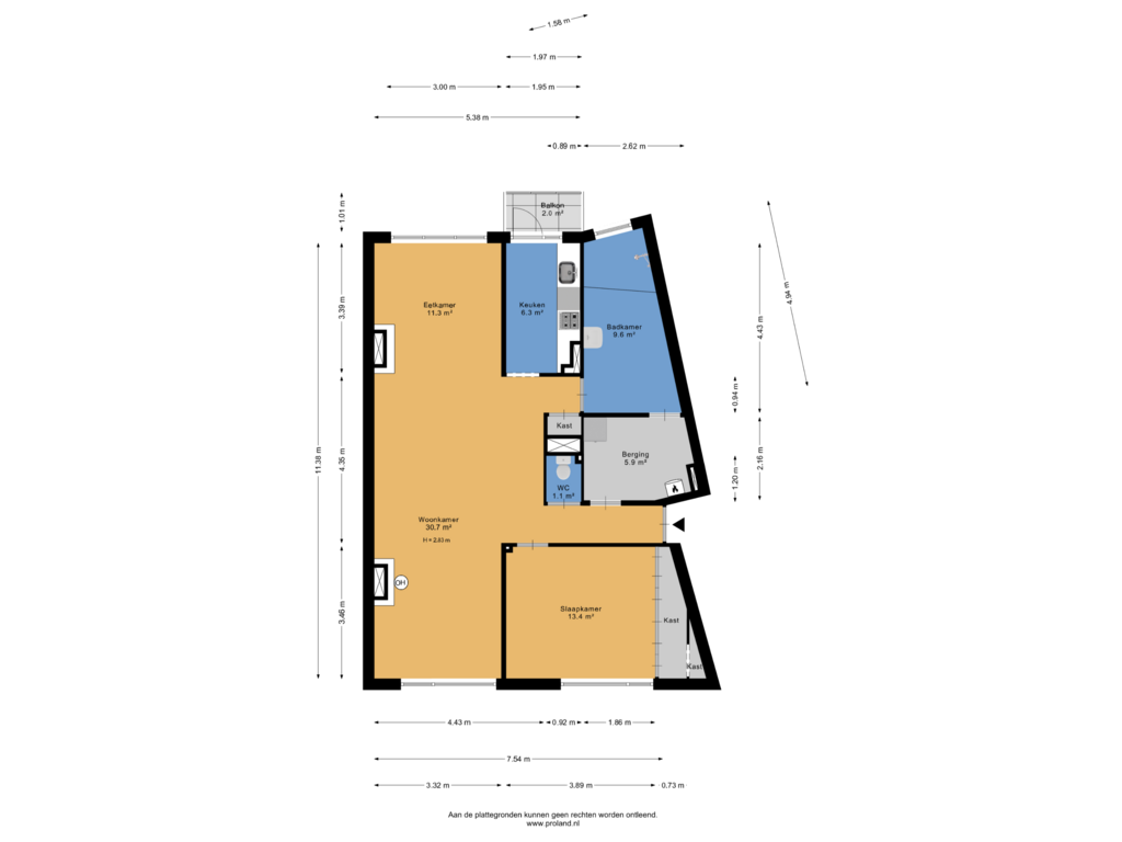 Bekijk plattegrond van Appartement van Lekstraat 195