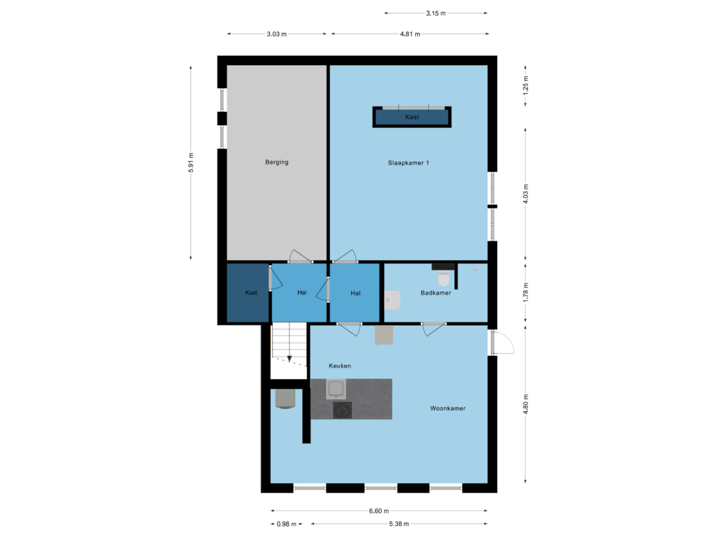 View floorplan of Souterrain of Schadewijkstraat 29