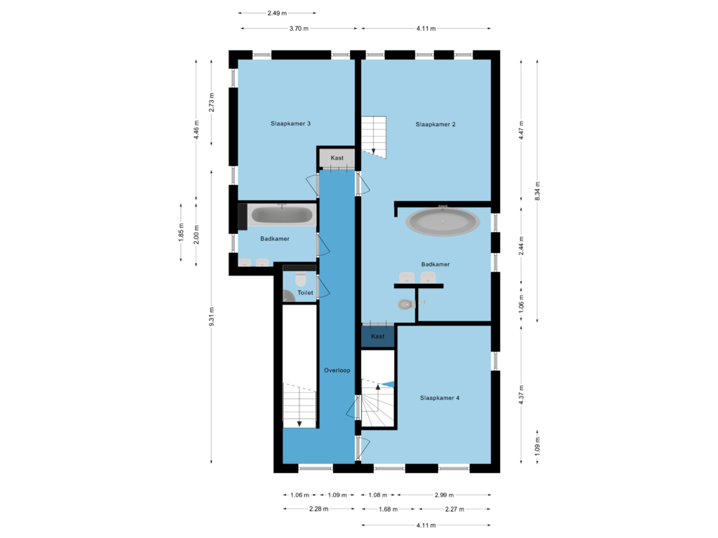 View floorplan of Eerste verdieping of Schadewijkstraat 29