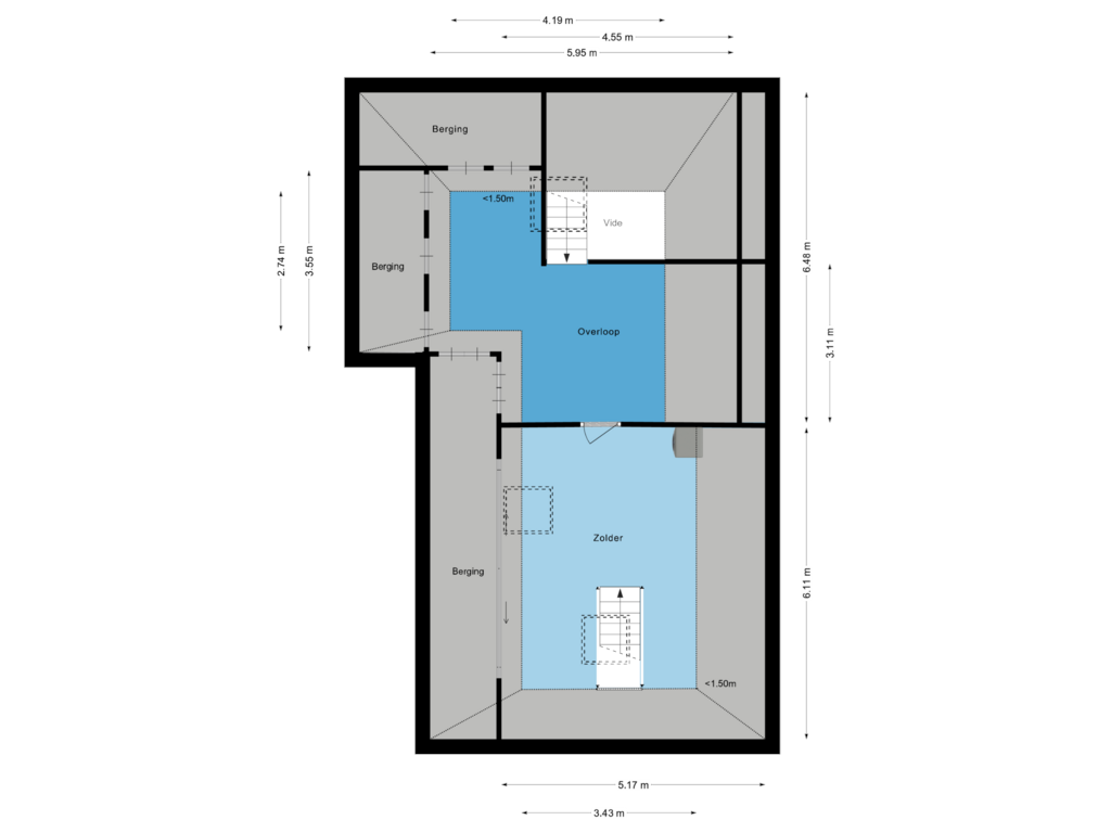 View floorplan of Tweede verdieping of Schadewijkstraat 29