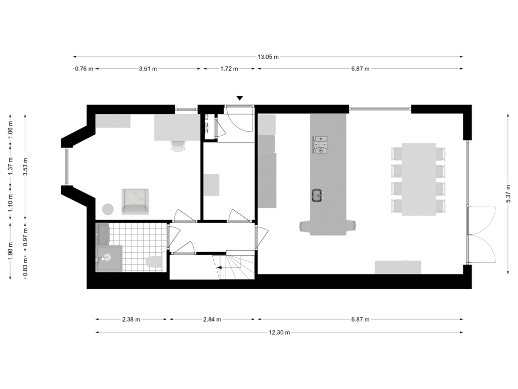 Bekijk plattegrond van Souterrain van Amsteldijk Noord 138