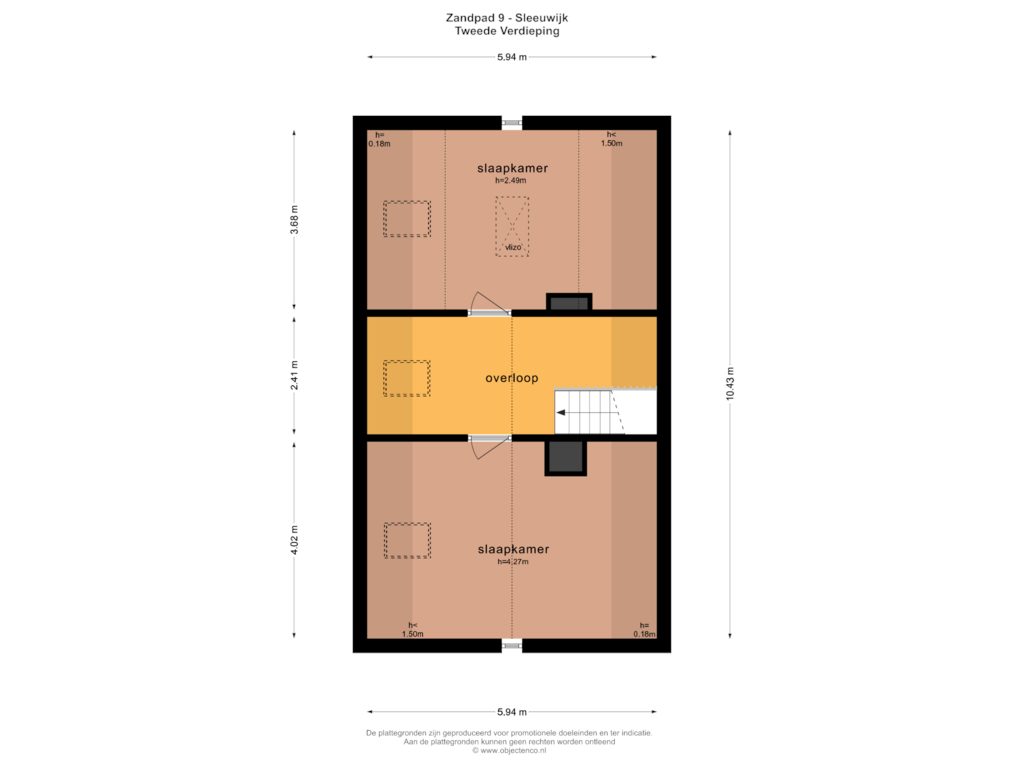 Bekijk plattegrond van TWEEDE VERDIEPING van Zandpad 9